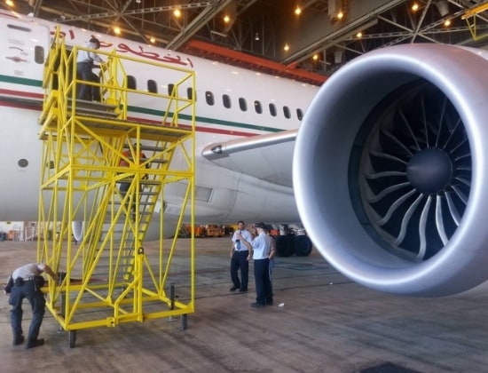 Variable height Aircraft entry stand for Royal Air Maroc B787 aircraft