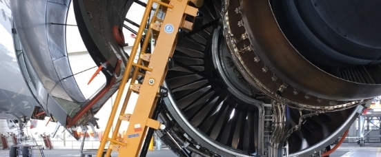 Engine Access Stand in use under engine cowling