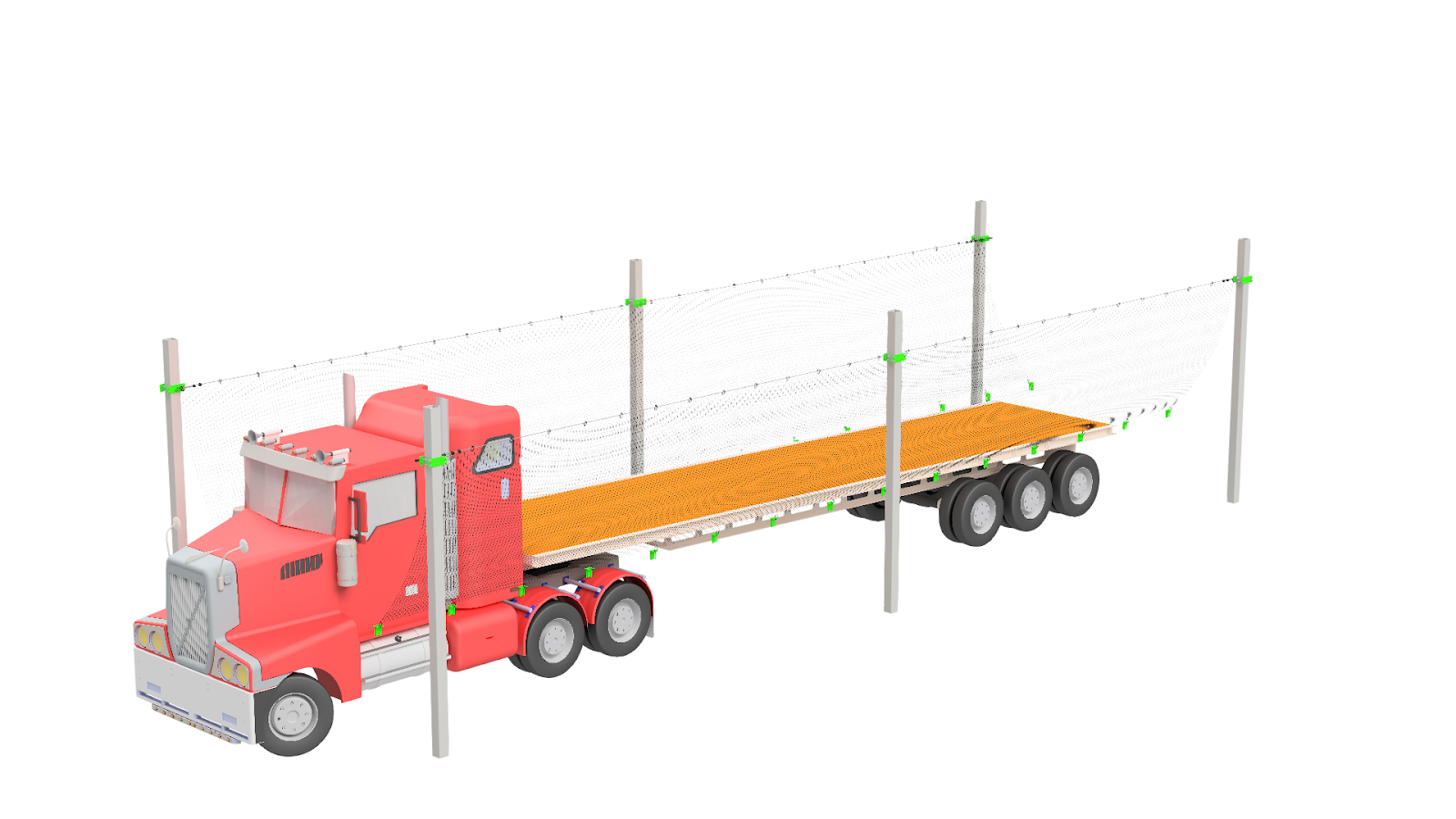 Classic Column Mount Truck Netting System rendering