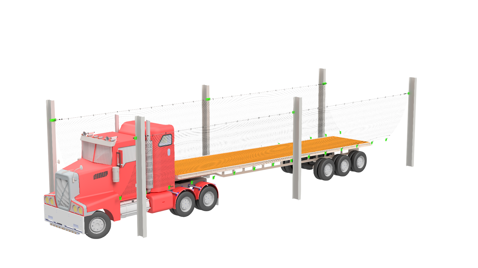 Flange Mount Truck Netting System rendering