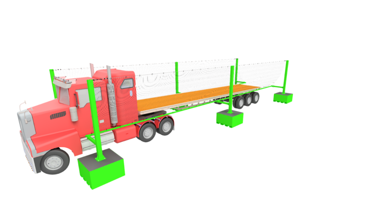 Pivoting Portable Truck Netting System rendering