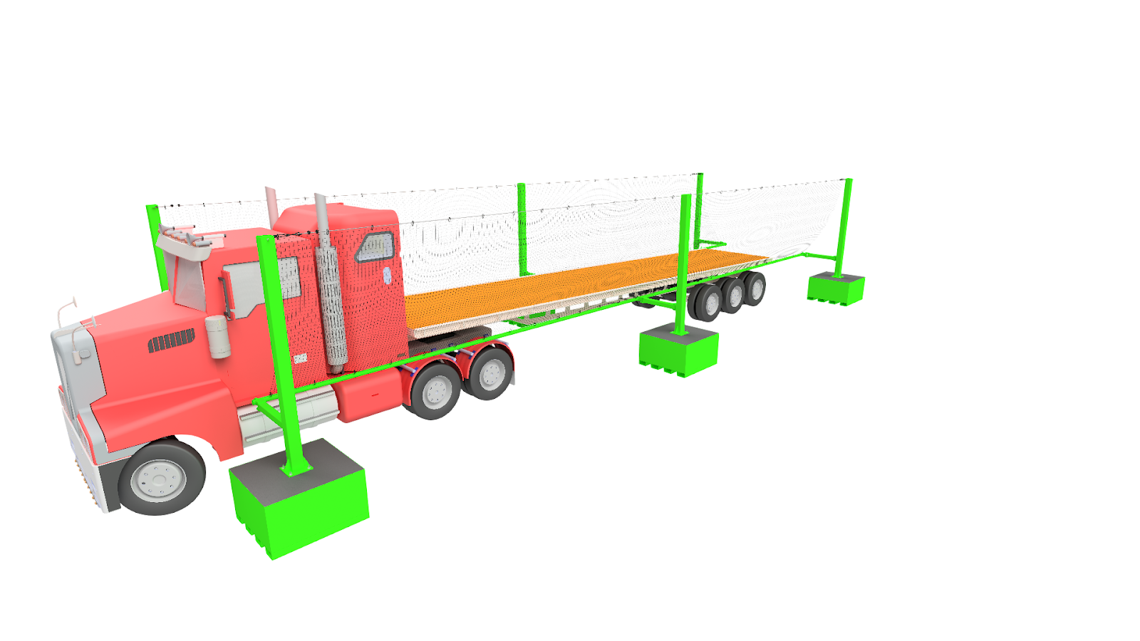 Pivoting Portable Truck Netting System rendering