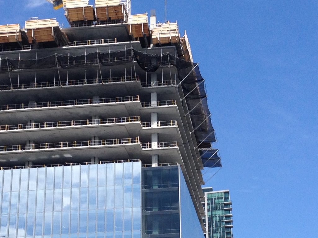 Debris netting: Fall Protection Netting in Downtown Toronto