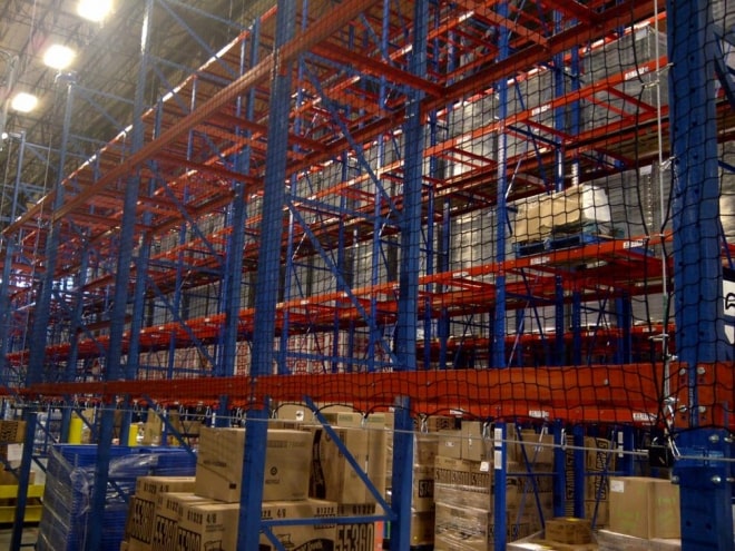 Pallet RackGuard Safety Netting Install in Terrebonne Quebec - masthead