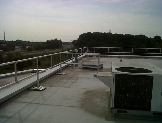 Custom Configuration RoofGuard Classic Edge Protection Installation at Ontario Teachers Pension Plan Head Office