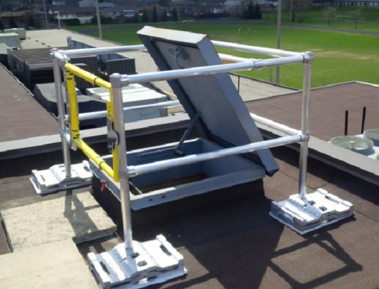 HatchGuard guardrail kit with self closing gate at a Kitchener-Waterloo school