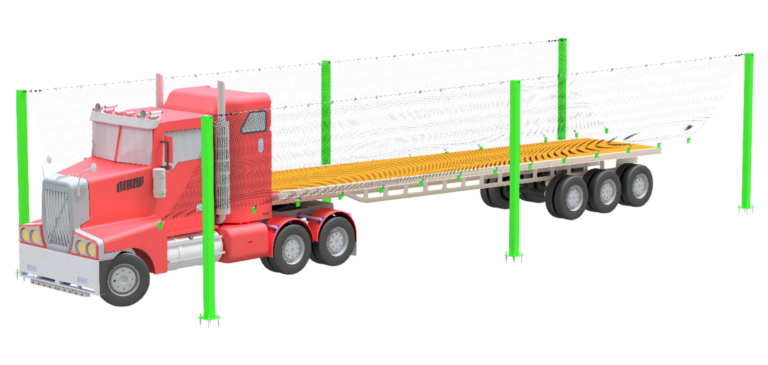 Free Standing flatbed truck netting rendering