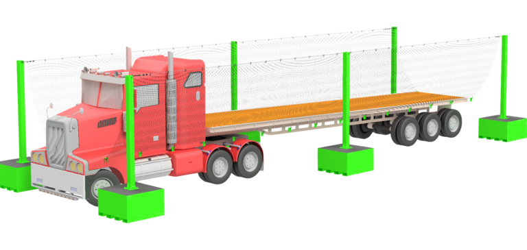 Portable flatbed truck netting rendering
