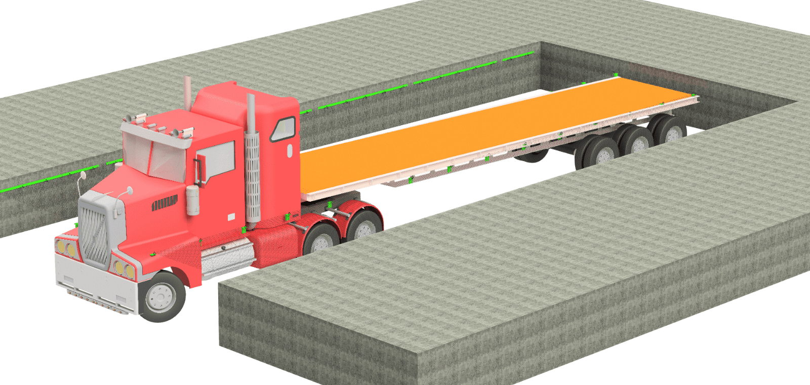 Wall Mounted Flatbed truck netting rendering