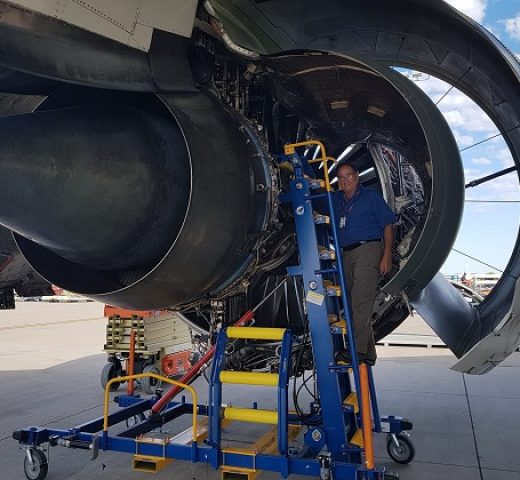 Engine Access Stand built for Rolls Royce Aircraft Engine under cowling